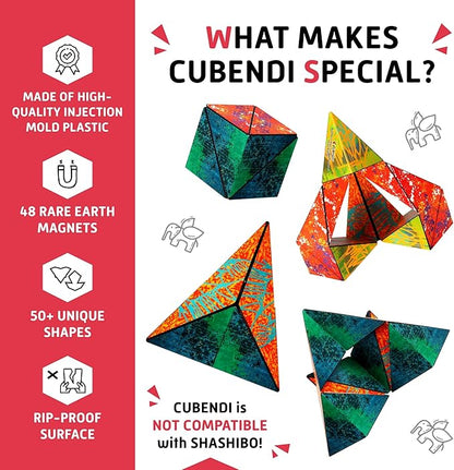 Geometric Origami Puzzle - Infinity Fidget Cube for Adults, Kids & Teens – Mesmerizing & Magnetic Shape Shifting Box w/ 48 Rare Earth Magnets - by Fun in Motion Toys (Twist)