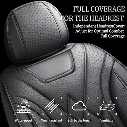 Car Seat Covers Compatible with Hyundai Palisade 2020-2025 2026 - Full Set 5 Seats Luxury Leather All-Weather Seat Cushions & Protectors, Waterproof & Breathable, Airbag Compatible (Black)