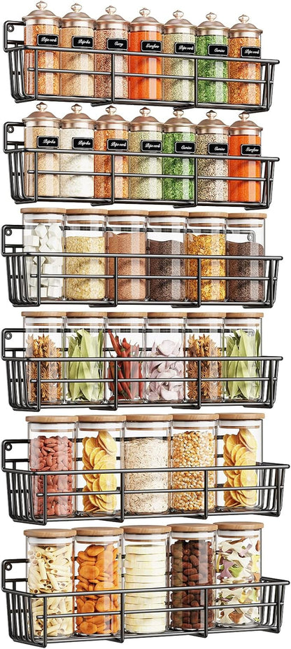 Mystozer Spice Rack wall mounted 6 Pack, Space-Saving Spice Organizer