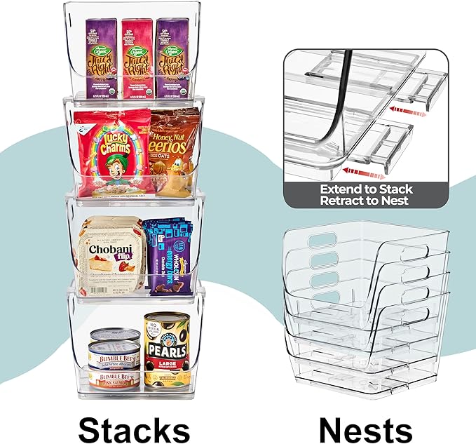 Sorbus Stackable Storage Bins Open Front, Pantry Bins
