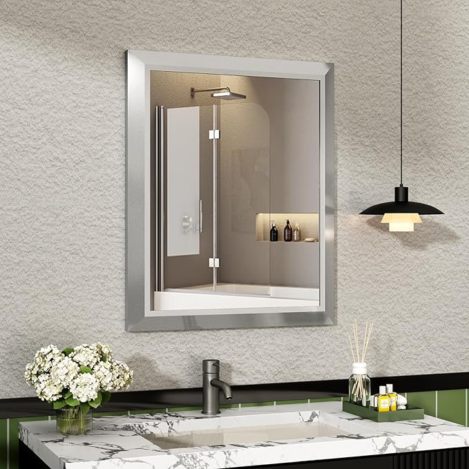 SMIROR Brushed Silver Bathroom Mirror