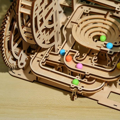 3D Wooden Puzzles Marble Run Set - Space Labyrinth Mechanical Model Kits with Motor, Brainteaser and Puzzle for Christmas/Birthday,Gifts for Adults and Teens to Build Combination
