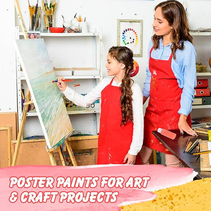 Kids Tempera Paint Set | Value Pack Includes 40 Washable Non-Toxic Colorful Paints (2oz bottles) & 15 Brushes | Metallic, Neon, Glow In The Dark, Glitter Paints | Paint For Arts & Crafts, Fun Projects