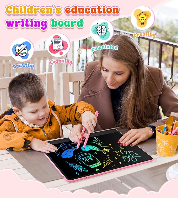 LCD Writing Tablet Doodle Board, 16 inch Colorful Drawing Tablet Writing Pad for Kids, Electronic Erasable Learning Educational Girls Gifts Toys for 3 4 5 6 7 Year Old Girls Boys