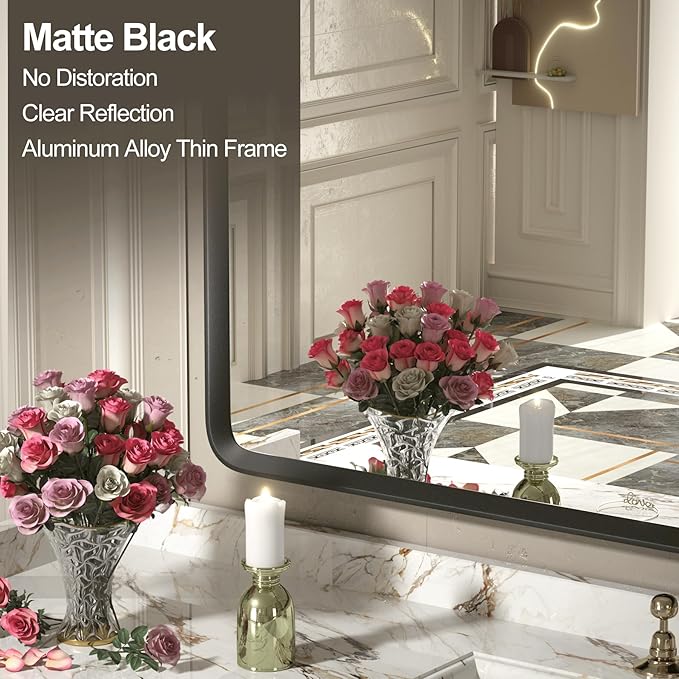 24x36 Black Matte Bathroom Mirror