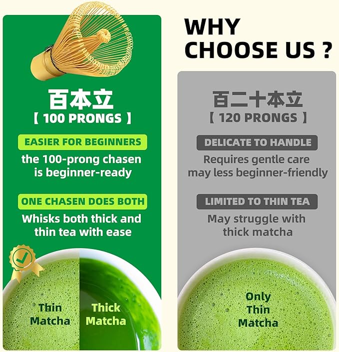 TEANAGOO Matcha Whisk Set, 6-PCS Traditional Starter Set, 100 Prongs Whisk