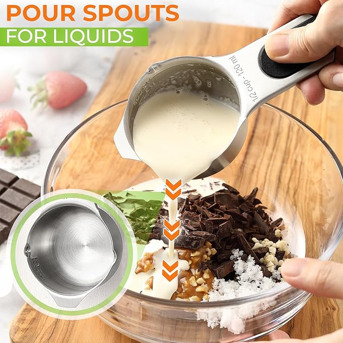 Spring Chef Magnetic Stainless Steel Measuring Cups, Kitchen Tools