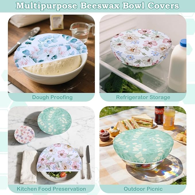 5-Size Reusable Beeswax Bowl Covers