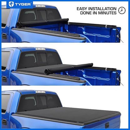 Tyger Auto T1X Soft Roll-Up in Fabric Truck Bed Tonneau Cover Compatible with 2014-2021 Toyota Tundra | 6.5' (79") Bed | TG-BC1T9042X