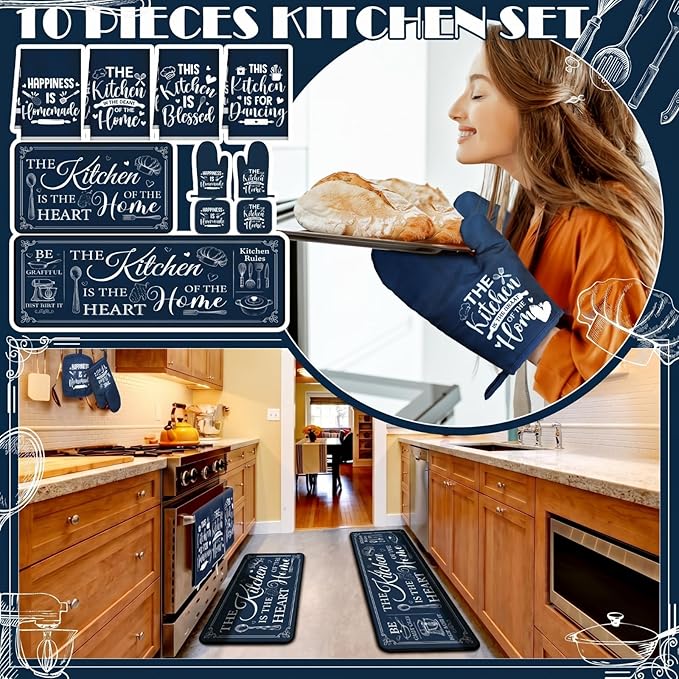 Fourluoo 10 Pcs Farmhouse Kitchen Decor and Accessories Set 4 Kitchen Towels 2