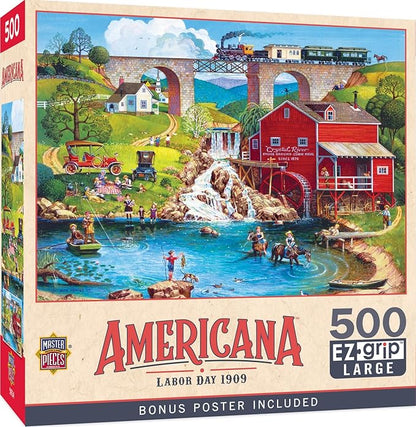 MasterPieces - 500 Piece Jigsaw Puzzle, Large EZ Grip Shapes, Labor Day, Fun for Adults, Seniors, Family, Kids, 19.25" x 26.75"