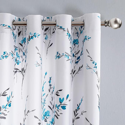 MYSKY HOME Floral Curtains 108 Inch Long