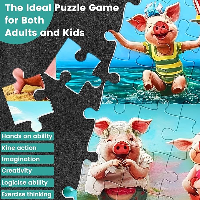 300 Piece Puzzle for Adults,Cute Pig Jigsaw Puzzle 300 Pieces Animals Lover Puzzles for Kids Adult Senior Premium Cardboard Puzzle for Relaxation Tabletop Family Activity Game Night Gifts