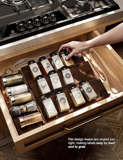 Tinamo Acacia Wooden Spice Rack Organizer