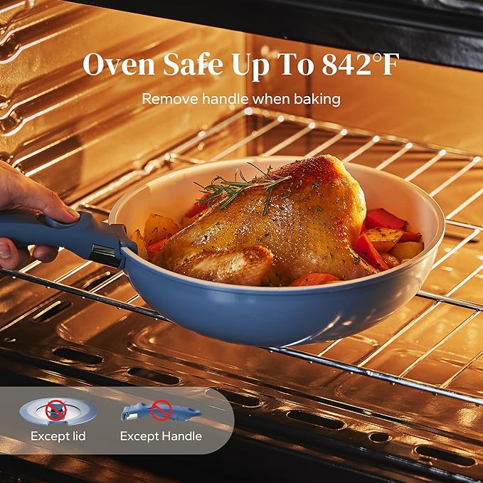 Redchef Ceramic Cookware Set, Removable Handle Pots and Pans Non-Stick