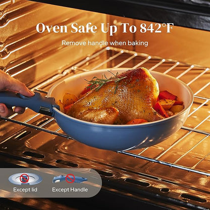 Redchef Ceramic Cookware Set, Removable Handle Pots and Pans Non-Stick