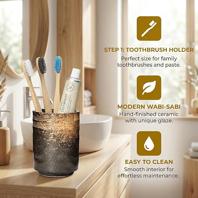 Ceramic Spoon Holder for Coffee Bar, Upright Tea Spoon Holder Cup, Coffee