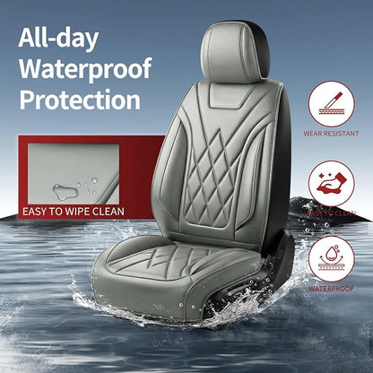 Car Seat Covers Compatible with Hyundai Tucson 2010-2025 2026- Full Set 5 Seats Luxury Leather All-Weather Seat Cushions & Protectors, Waterproof & Breathable, Airbag Compatible (Gray)