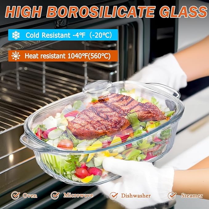 Reasim 2.8L/3Qt Glass Casserole Baking Dish