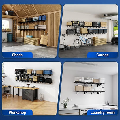 FLEXIMOUNTS 4-Pack 2x4ft 24-inch-by-48-inch Wall Shelf Garage Storage Rack Wall