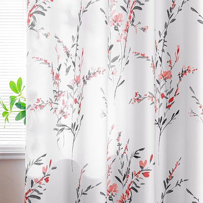 MYSKY HOME Floral Curtains 84 Inch Length