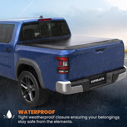 KUIPERAUTO 6FT Soft 3-Folding Tonneau Cover Compatible for Nissan Frontier 2005-2026 Fleetside Truck Bed Cover Waterproof On Top Tri Fold 72Inch