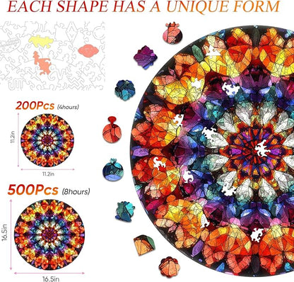 Jiroinlly Puzzles for Adults Crystal Mandela Wooden Puzzles, 200 Pieces Unique Shaped Liberty Jigsaw Puzzles, Creative Toys for Adults and Kids, Fun Challenge Family Game 11.2'' x 11.2''