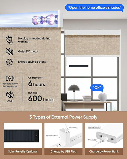 Kincmo Motorized Blinds with Remote, 100% Blackout Motorized Roller Shades Work