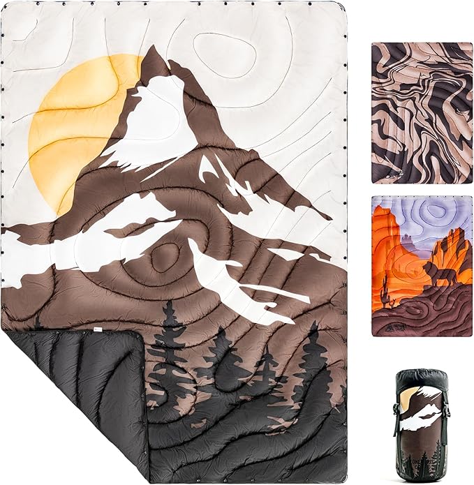 ONETIGRIS Camping Blanket,Wearable Outdoor Quilt with Recycled Thermal Insulation, Convertible to Sleeping Bag, Lightweight & Portable Travel Blanket for Camping &Hiking