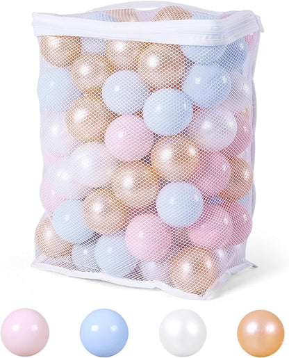 Ball Pit Balls Pack of 100 200 500 - Star and Round Set BPA Free Phthalate Free Non-Toxic Crush Proof Play Balls Soft Plastic Balls for Toddlers Baby Kids Birthday Pool Tent Party