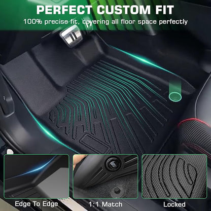 Floor Mats for Chevy Traverse 2009-2017 | Buick Enclave 2008-2017 | GMC Acadia 2007-2017 | Saturn Outlook 2007-2010, All Weather Custom Fit for Chevrolet Traverse Front & 2nd 3rd Row & Trunk Mat