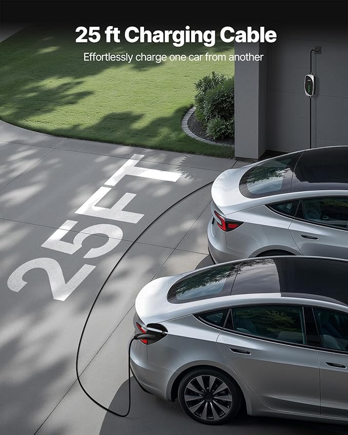 VEVOR Level 1/2 Tesla Charger, 16 Amp, Portable Electric Car EV Charger
