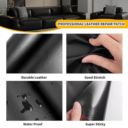 JuCheng Leather Repair Kit -Leather Repair Patch Self-Adhesive Waterproof Patch & Glue for Furniture, Car Seats, Sofa, Couch, Vinyl - Instant Fix for Tears & Scratches (Brown, 3.5X79 inch)