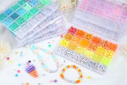 XIANNVXI 24Colours Yellow Pony Beads for Bracelet Friendship 720pcs Letter Kandi Yellow Pony Beaded Kit Bracelet Making Kit for Jewelry DIY Crafts