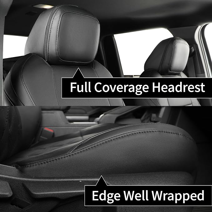 coverdream 2024 2025 2026 Tacoma Seat Covers Full Set for Toyota Tacoma 4th Gen Double/Crew Cab SR,SR5,TRD Sport,TRD Off-Road,Limited,Fully Covered,Waterproof Leather Seat Protector(Black & Diamond)