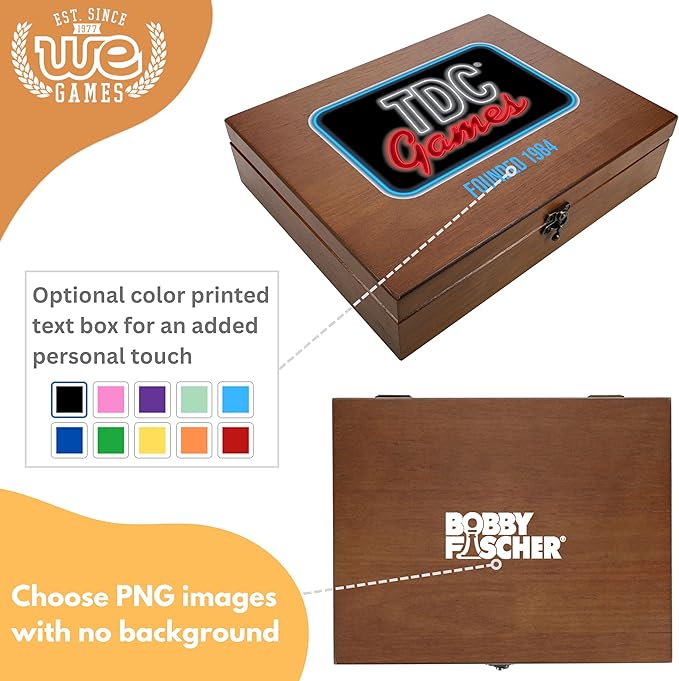 WE Games Color Logo Wooden Treasure Box with Lid & Brass Latch - Walnut Finish