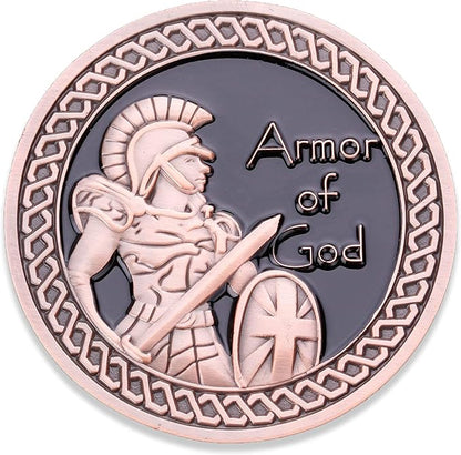 Armor of God Challenge Coin - Antique Copper - Collector's Medallion - Military Coins Designed by US Military Veterans (Pack of 2)