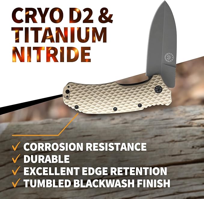 Off-Grid Knives - Rapid Fire Stinger, Assisted Spear Point Blade, Hard Use Build, Tactical, Camping & Survival EDC, Cryo D2 Steel, G10 Scales, Deep Pocket Carry (Coyote)