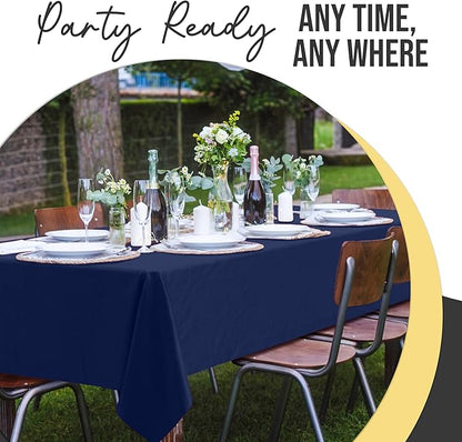 Party Solids 66% Thicker Premium Plastic Table Cloth Rectangle Table Cover 0.5 Mil 6 Pack Navy Blue Table Cloth 54 Inch x 108 Inch Disposable Tablecloth Won't Tear Easily Like Cheap Thin Brands