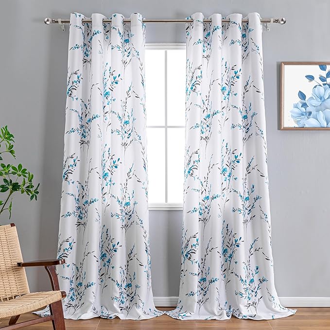 MYSKY HOME Floral Curtains 108 Inch Long