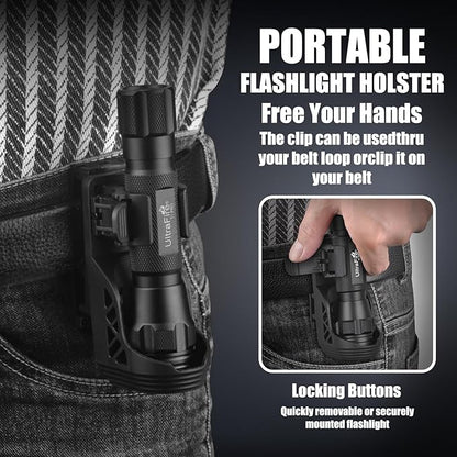 ULTRAFIRE 1000 High Lumen Tactical EDC Flashlight with Holster,Single Mode Police Flashlight with Belt Holder,Bright Law Enforcement Flashlight with Holster for Duty Belt T1 PRO