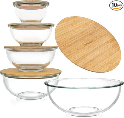 Stackable Space-Saving Set of 5 Nesting Glass Bowls