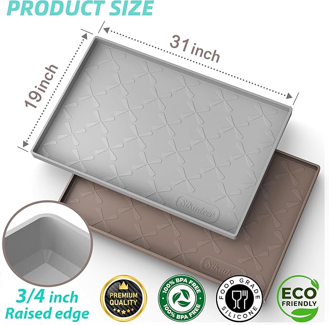SIKADEER 31" x 19" Under Sink Mat Waterproof, Silicone Mat Kitchen Drawer Shelf