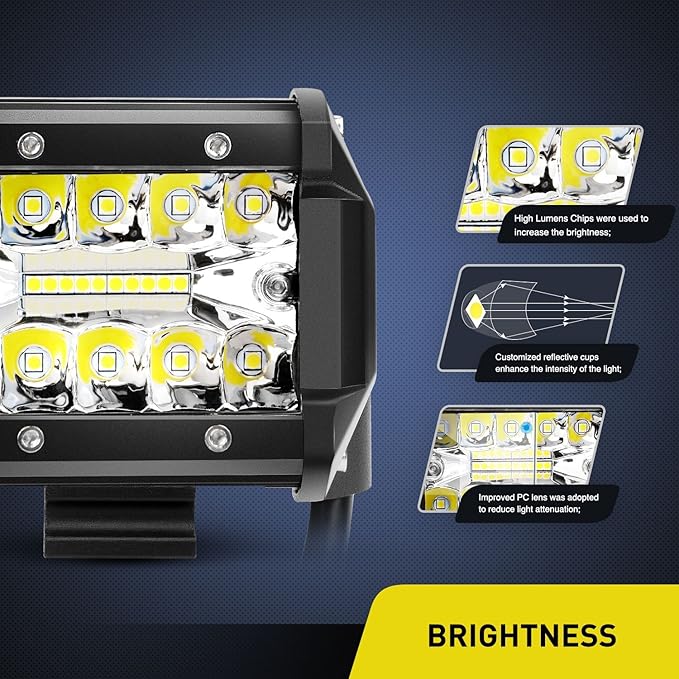 Nilight Led Light Pods 2PC 4Inch 60W Flood Spot Combo Triple Row Driving Lamp Roof Bumper Off Road LED Work Lights Pods for Van Camper Wagon Car Pickup Golf Cart ATV UTV SUV Truck Boat 4x4
