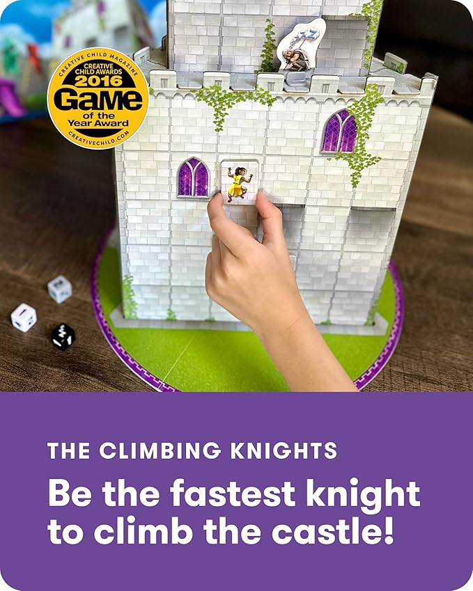 SimplyFun The Climbing Knights - Exciting Castle Climbing Strategy Board Game - Fine Motor Skills - Educational Fun with Magnetic Knights, Guard Pawns, & Premium Components - 2-4 Players, Ages 8 & Up