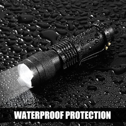 Fumete 20 Pieces LED Flashlight Mini 3 Mode Tactical Torch Small Water Resistant Pocket Flash Light Adjustable Focus Light Pen for Men, Father, Indoor Outdoor Hiking(Black)