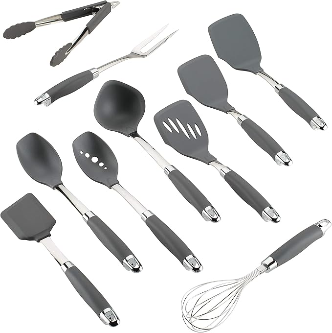 Anolon 10-Piece Nylon Mixed Tool Set, Graphite