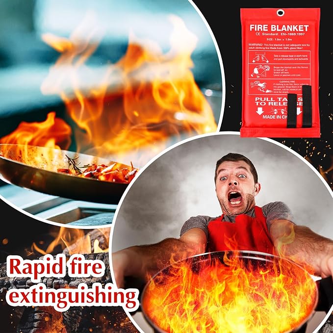 Macarrie 30 Pack 39??x 39??Fire Blanket Emergency for Home and Kitchen Safety Suppression Blanket Fiberglass Fireproof Survival for Fireplace Car Office Camping (Red)