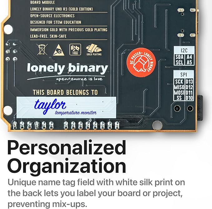 3-Pack Lonely Binary UNO R3 Development Board Gold Edition ATmega328P Type-C Microcontroller Compatible with Arduino IDE for DIY Projects and Prototyping (3 Pack - Black Gold Uno R3)