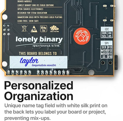 3-Pack Lonely Binary UNO R3 Development Board Gold Edition ATmega328P Type-C Microcontroller Compatible with Arduino IDE for DIY Projects and Prototyping (3 Pack - Black Gold Uno R3)